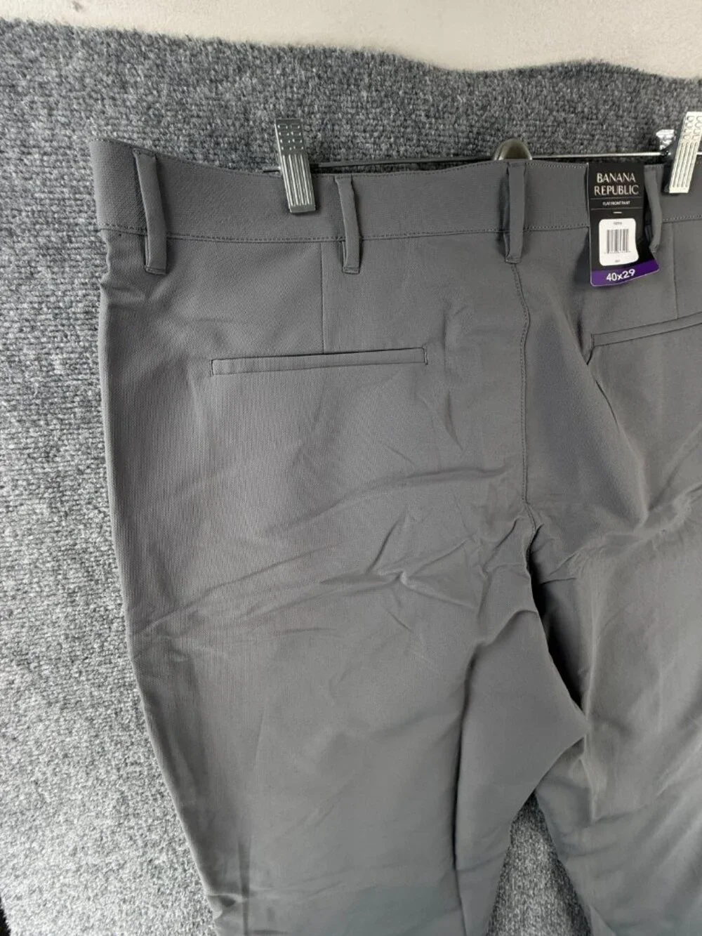 NWT Banana Republic Men Flat Front Stretch Gray 40x29 Performance Adult Casual